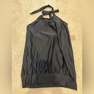 Albion Blousy Matte Black Tankini Top Size XL NWT